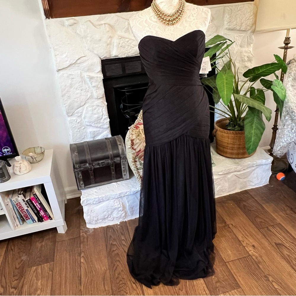 Vera Wang Black Strapless Evening Gown Dress Size 4 NWT